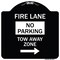 Signmission Fire Lane Tow-Away Zone W/ Right Arrow Heavy-Gauge Aluminum Sign, 18" x 18", BW-1818-23977 A-DES-BW-1818-23977 - alternate 1